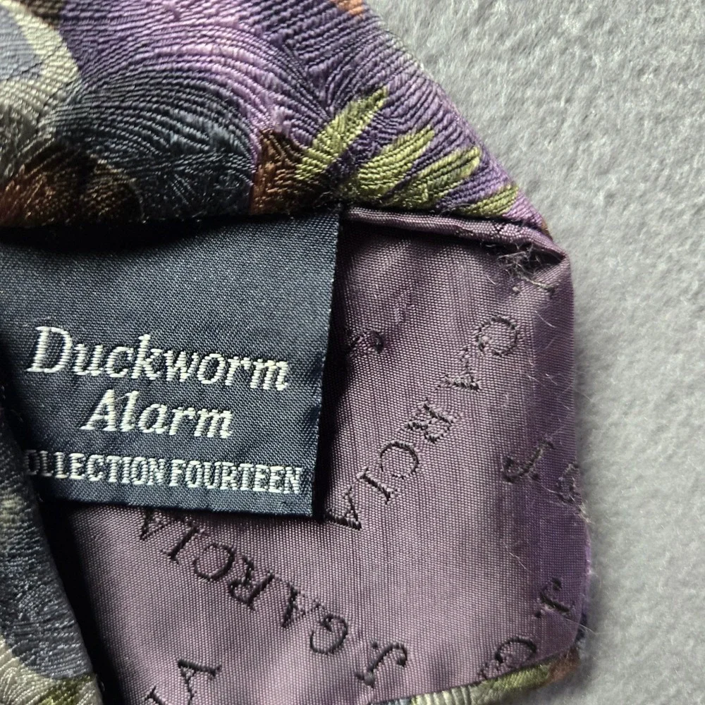 Vintage J Garcia Duckworm Alarm Collection Fourteen‎ Silk Necktie Purple Multi